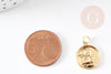 Pendentif médaille ronde ange laiton doré 18K, pendentif laiton doré pour création bijoux,médaille or,17mm, x1 G4929