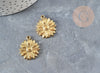 Pendentif médaille ronde fleur tournesol acier 304 inoxydable doré PVD 25.5mm x1 (G2921)