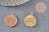 Pendentif médaille ronde infini laiton doré texturé, pendentif doré sans nickel pour la création bijoux,médaille or,22.5mm, x1 (G5286)