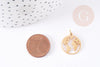 Pendentif médaille ronde monde acier doré, pendentif doré,sans nickel,acier doré, création bijoux,médaille or,20mm,x1 (G2930)