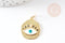 Pendentif médaille ronde oeil émail blanc laiton doré 18K zircon 22.5mm, x1 (G3553)