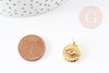 Pendentif médaille ronde oeil laiton doré 18K texturé 15.5mm, un pendentif doré sans nickel pour la création, x1 G4654