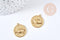 Pendentif médaille ronde oeil protecteur laiton brut 23mm, un apprêt doré sans nickel,une médaille dorée en laiton brut, x1 G8822