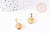 Pendentif médaille ronde petits coeurs acier doré, pendentif doré,sans nickel, acier doré, création bijoux,médaille or,16mm,x1 (G3050)