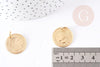 Pendentif médaille ronde pièce acier 304 inoxydable doré 20mm, x1 (G5571)