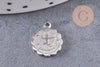 Pendentif médaille ronde signe astrologique laiton argenté 14mm, x1 (G3462)