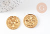 Pendentif médaille ronde soleil laiton brut, un apprêt doré sans nickel, une médaille ronde dorée,25mm,x 2,G3225