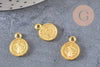 Pendentif médaille rondes Saint Benoit zamac doré 14mm, x10 (G1623)