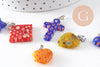 Pendentif millefiori verre murano 15-43mm, pendentif verre artisanal forme variée, x2 (G1130)