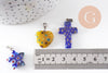 Pendentif millefiori verre murano 15-43mm, pendentif verre artisanal forme variée, x2 (G1130)