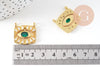 Pendentif mobile carré oeil protecteur laiton doré zircon 21mm,pendentif doré avec cristaux , x1 (G5855)