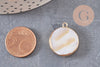 Pendentif nacre blanche naturelle doré 26mm, x1 (G2178)
