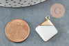 Pendentif nacre blanche naturelle doré losange,pendentif losange nacre,coquillage blanc, 23mm, x2 G2999