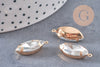 Pendentif navette cristal,pendentif cristal, pendentif doré,cristal blanc,création bijoux,marquise dorée,21mm-G1095