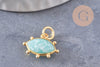 Pendentif oeil amazonite naturelle argent 925 doré 18K 15mm,x1 (G9871)
