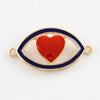 Pendentif oeil coeur doré émaillé, pendentif doré, porte-bonheur,mauvais oeil,laiton doré,4.5cm x1 (G1965)