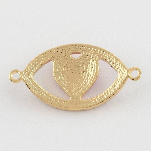 Pendentif oeil coeur doré émaillé, pendentif doré, porte-bonheur,mauvais oeil,laiton doré,4.5cm x1 (G1965)