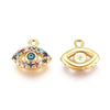 Pendentif oeil doré cristal zircon coloré 9mm, x1 (G3592)