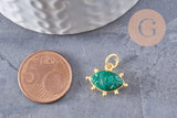 Pendentif oeil malachite naturelle argent 925 doré 18K 15mm, pendentif amulette pierre naturelle x1 (G9865)