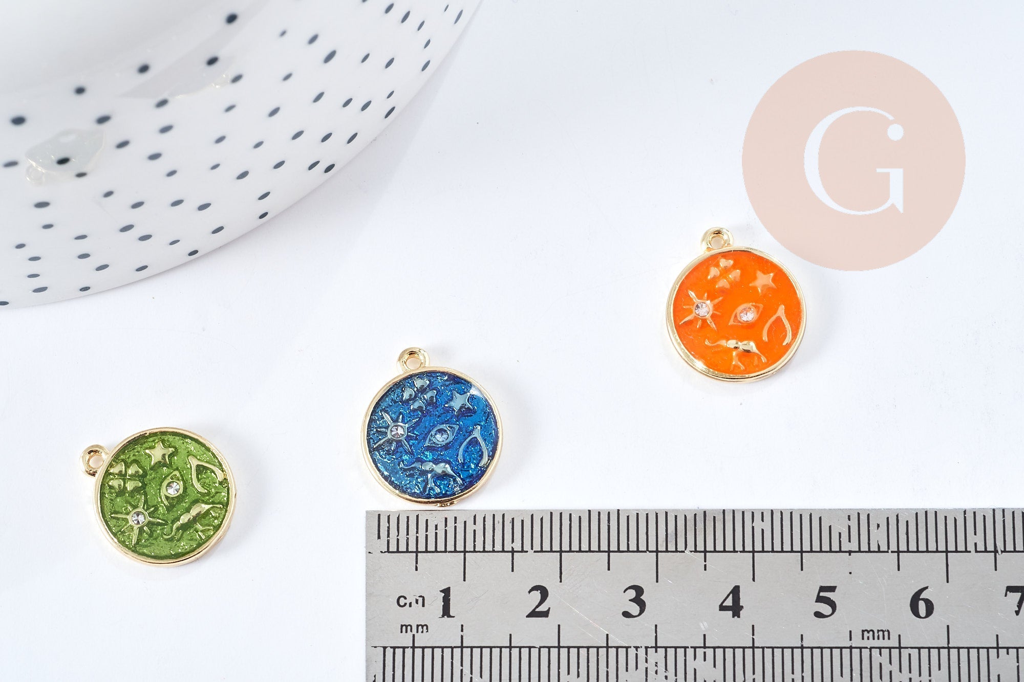 Pendentif oeil protecteurs zamac doré 18k cristal zircon 9mm bijoux chance x5 G1246