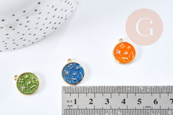 Pendentif oeil protecteurs zamac doré 18k cristal zircon 9mm bijoux chance x5 G1246