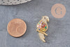 Pendentif oiseau Perroquet laiton doré 16k cristal 29mm,sans nickel,cadeau anniversaire,pendentif animal, Pendentif zircon, x1 (G6677)