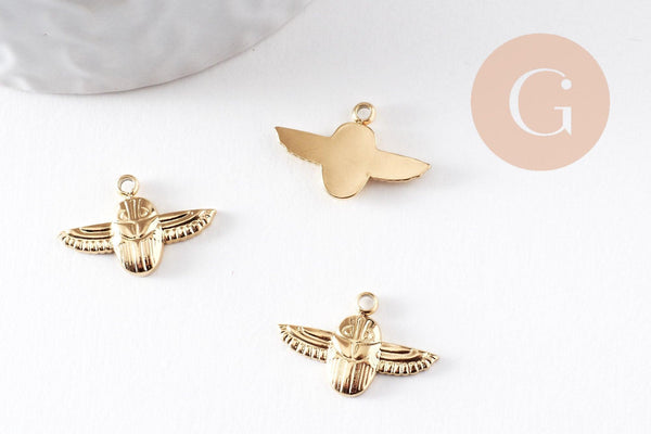 Pendentif oiseau aigle acier 304 inoxydable IP doré 18K 20mm, x1 (G9941)