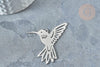 Pendentif oiseau colibri argenté acier inoxydable 39.5mm, x1 (G7668)