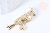Pendentif oiseau laiton doré 16k cristal 36mm x1 (G6675)