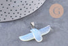 Pendentif oiseau pierre fer platine 40mm, x1 (G9834)