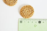 Pendentif osier tressé naturel, perle bois,perle osier, création bijoux, Perles géométriques,30-40mm, X2 G2575