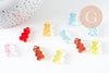 Pendentif ourson en résine colorée 20.5mm, pendentif bonbon, pendentif création de bijoux d'enfance régressifs, X10 (G5945)