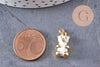 Pendentif ourson laiton doré 18K résine colorée 17.5mm, pendentif laiton jouet, bijou d'enfance, x1 (G6263)