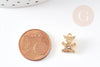 Pendentif ourson laiton doré 18K zircon 12.5mm, pendentif laiton jouet, bijou d'enfance, x1 G6392