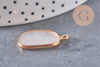 Pendentif oval jade naturel rose laiton doré 25mm, x1 (G4648)