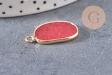 Pendentif oval jade naturel rouge 25mm, x1 (G4101)