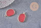 Pendentif oval jade naturel rouge 25mm, x1 (G4101)