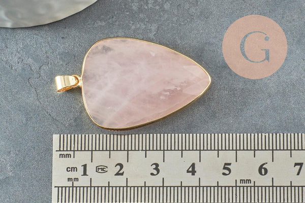 Pendentif ovale Quartz Rose, pendentif pierre, pierre naturelle, quartz rose naturel,Quartz Rose,création bijoux,40mm, x1 G2677
