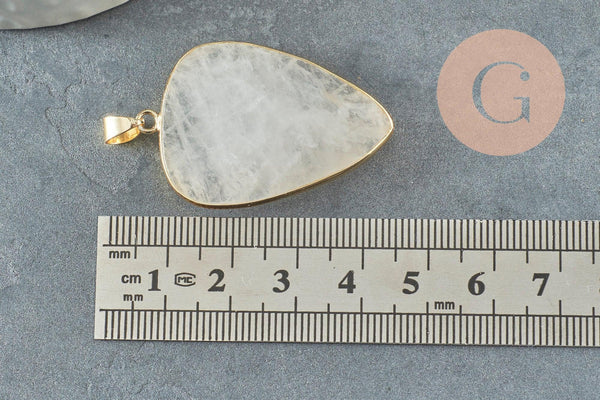 Pendentif ovale Quartz,Pendentif pour bijoux, pendentif pierre, pierre naturelle, quartz naturel,Quartz blanc,création bijoux,40mm, x1 G1288