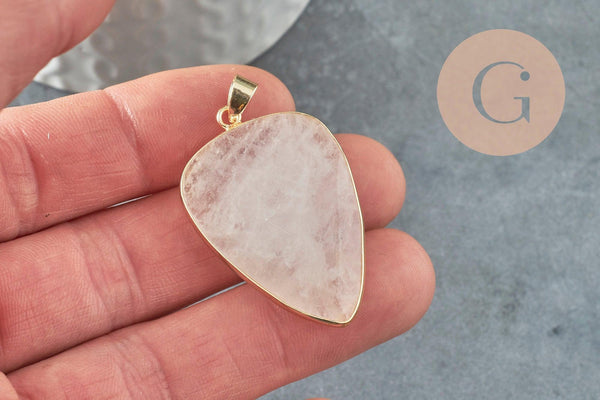 Pendentif ovale Quartz,Pendentif pour bijoux, pendentif pierre, pierre naturelle, quartz naturel,Quartz blanc,création bijoux,40mm, x1 G1288