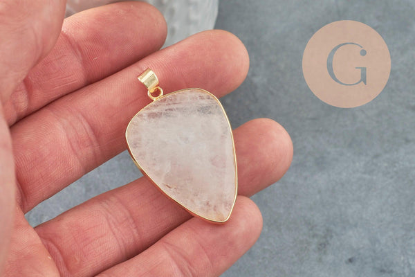 Pendentif ovale Quartz,Pendentif pour bijoux, pendentif pierre, pierre naturelle, quartz naturel,Quartz blanc,création bijoux,40mm, x1 G1288