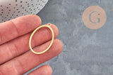 Oval stainless steel 304 IP gold-plated open back pendant 35mm, x1 (G11251)
