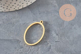 Oval stainless steel 304 IP gold-plated open back pendant 35mm, x1 (G11251)