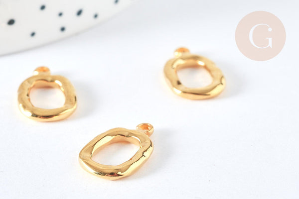 Pendentif ovale acier inoxydable 304 doré 18,5mm,pendentif sans nickel pour création bijoux, x1 G7390