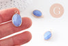 Pendentif ovale agate naturelle bleue laiton doré 23mm, x1 VALIDE