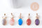 Pendentif ovale agate naturelle colorée et perle d'eau douce naturelle laiton doré 42-43mm, x1 (G10345)