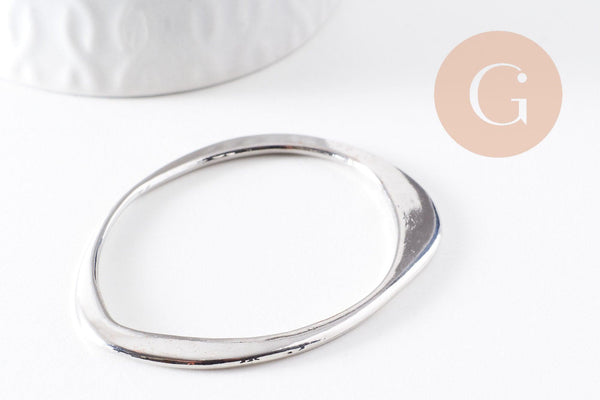 Pendentif ovale argenté 53mm, x2 (G1607)