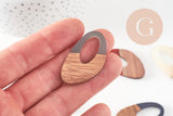 Pendentif ovale bois résine 39mm,x2 (G3783)