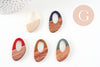 Pendentif ovale bois résine 39mm,x2 (G3783)