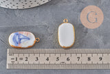 Pendentif ovale céramique acier inoxydable doré PVD 16mm, x1 (G11304)
